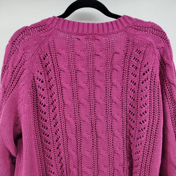 North Crest Women's Plus V-Neck Grandpa Style Cable Knit Button Down Cardigan - Picture 7 of 10